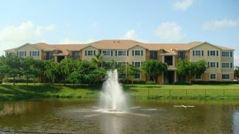 Lake with fountain